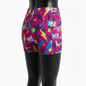 Shorty en polyester et élasthanne premium 230 GSM, imprimé étoiles multicolores, doux, extensible, logo sublimé - Product Image 5