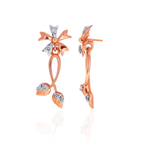 Celeste Spiral Lab Grown <b>Diamond</b> Stud <b>Earrings</b> Rose Gold 14K Round Brilliant Cut Minimalist Design Women's - Product Image 2
