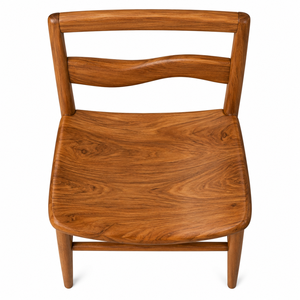 Chaise de salle à manger scandinave moderne en teck massif, siège ergonomique, dossier sculpté pour le soutien lombaire |   Hôtel de luxe, bureau à domicile, salle à manger - Product Image 4
