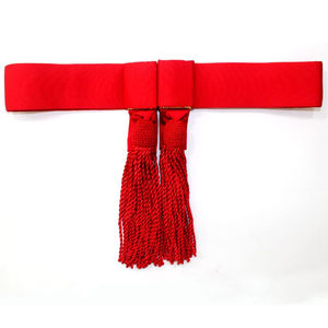 Bande de ruban à double pompon en soie tricotée rouge, de haute qualité, promotionnelle, bon marché et tendance, pour la décoration de vêtements, lavable - Product Image 1