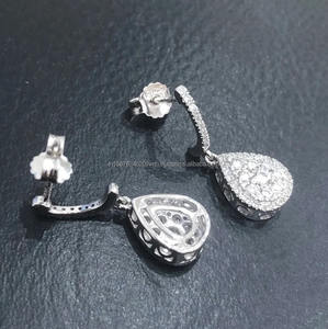 IGI/GIA Lab Grown Boucles d'oreilles rondes et diamants Boucles d'oreilles en or 14kt Bijoux en diamant Boucles d'oreilles de mariage Lab Created - Product Image 2