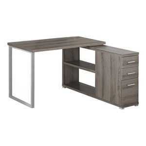 Scrivania Angolare per Ufficio Domestico con Cassetti Portaoggetti, Postazione di Lavoro a L, Laminato Marrone e Metallo Grigio per Utenti Laptop - Product Image 2