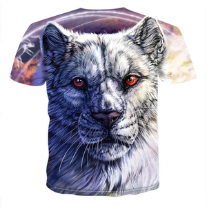 T-shirt pour homme à imprimé loup noir, manches courtes, col rond, jersey décontracté, coupe régulière, respirant, polyester, sublimation - Product Image 6