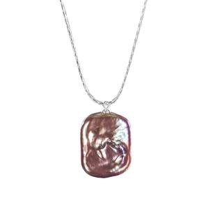 Korean <b>Inspired</b> Freshwater Pearl Necklace for Women Niche Design Square Baroque Shaped Pendant Collarbone Chain - Product Image 5