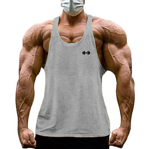 Men's <b>Yellow</b> O-Neck <b>Tank</b> <b>Top</b> Quick Dry Polyester Sporty Sleeveless Workout Singlet Front Barbell Print - Product Image 2