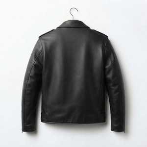 Chaqueta de Cuero Negra Acolchada para Hombre, Corte Ajustado, Cierre de Cremallera, Bolsillos con Cinturón, Frente Sólido, Ecológica, Estilo Urbano, Invierno - Product Image 2