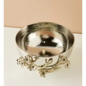 Most Popular Serving <b>Bowl</b> Hammered Silver <b>Deep</b> Basin Floral Vine Base Party Catering Serving <b>Bowl</b> - Product Image 1