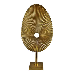 Sculpture d'art en métal haut de gamme, pièce décorative pour la maison, finition argentée, cercles empilés sur base en bois noir, ornement de table - Product Image 5