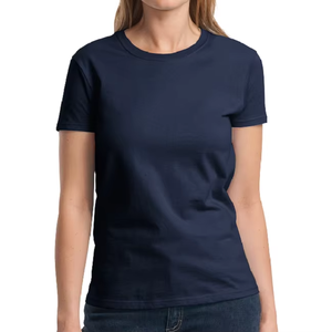 Camiseta de Manga Corta para Mujer, Tallas Grandes, Bordado Sólido, 100% Algodón, Transpirable, Precio al por Mayor, Últimos Estilos de Moda - Product Image 2