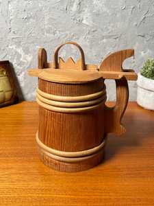 Mug à vin en bois naturel avec poignée et couvercle, qualité supérieure, produit en bois fait main poli, tasse la plus vendue à prix avantageux - Product Image 4