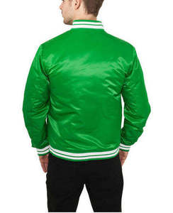 Chaqueta Bomber Casual Estilo Satinado para Hombre, Negra, Mezcla de Poliéster/Algodón, Cuello Alto Bordado a Mano, Cierre de Cremallera - Product Image 4