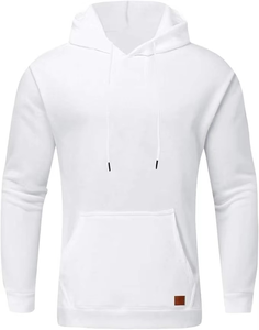 Sudadera con Capucha para Hombre, Color Gris Claro, Corte Regular, Color Sólido, Informal, Tejida, Manga Larga, con Bolsillos, para Otoño - Product Image 2