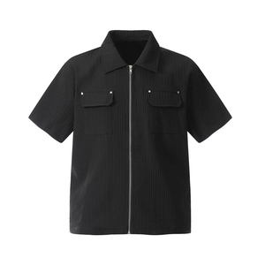 เสื้อเชิ้ตผ้าลินินทรงสลิมสำหรับผู้ชาย ออกแบบได้ตามต้องการ ระบายอากาศได้ดี แบบซิป  ODM ชุดทำงาน - Product Image 1