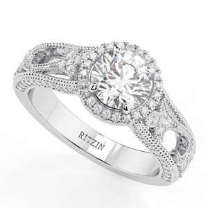 Anillo de compromiso con halo único y elegante de diamante talla redonda en oro rosa para mujer - Product Image 6