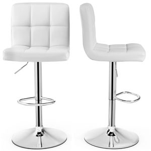 <b>Adjustable</b> Height Armless Bar <b>Stool</b> with Swivel Seat PU Leather Material - Product Image 4
