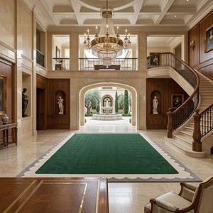 Emerald Green Area <b>Rug</b> with Scalloped Border Modern Hand Tufted Woolen Carpet Elegant Living Room Bedroom Floor Decor Luxury <b>Rug</b> - Product Image 3