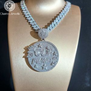 Pendentif Hip Hop Charm_Jewells en Argent 925 avec Perle d'Eau Douce et Moissanite Taille Brillant, Plaqué Or, Thème Couronne, pour Homme, Usage Quotidien - Product Image 1