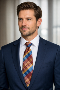 Corbata Benon de poliéster duradero para corbata a cuadros y pañuelo de bolsillo - Regalo perfecto con material de seda - Product Image 2