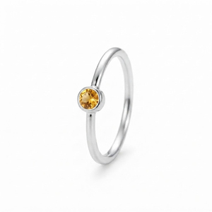 Rhaya Jewels Elegant Rhodium Plated 925 Sterling <b>Silver</b> Cut Citrine Solitaire <b>Ring</b> Bezel Setting <b>Dainty</b> Trendy Women's - Product Image 1
