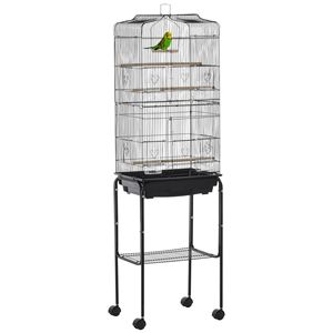 Grande Gabbia per Allevamento in Metallo con Supporto su Ruote, Cesto Portaoggetti e Accessori (XL) - Product Image 1