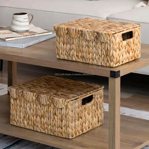 Cheap Wholesale Natural Water Hyacinth <b>Basket</b> <b>With</b> <b>Handles</b> Handmade Nesting Nordic Organizer Lightweight Gift Ready From Vietnam - Product Image 6
