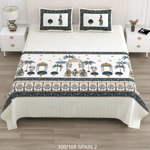 Elegante Juego de Sábanas de Algodón Estampado Clásico con 2 Fundas de Almohada, Ropa de Cama Suave y Ligera para Dormitorio - Product Image 3