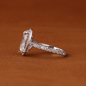 Anillo de Compromiso con Halo de Diamantes Cultivados en Laboratorio, Corte Ovalado, para Mujer, Oro Blanco de 14K/18K, Halo Oculto, Anillo de Boda con Pavé - Product Image 3