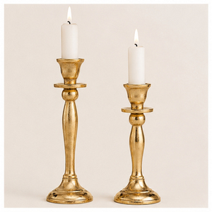 Elegant Vintage Brass Candle Holder Set for Taper Candles Antique Gold <b>Candlestick</b> Stand for Luxury Wedding Centerpieces - Product Image 1