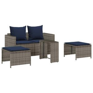 Set di 5 pezzi impilabile grigio Poly Rattan Patio Set con cuscini - Product Image 2