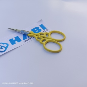 Ciseaux de manucure professionnels en acier inoxydable jaune avec poignée fantaisie, lame émoussée, pour droitiers - Fournisseurs en gros - Product Image 1
