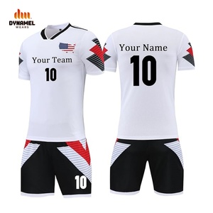DYNAMEL WEARS Conjunto de Camiseta de Fútbol Sublimada Personalizada, Uniforme de Fútbol Amarillo de Manga Corta con Cuello en V para Hombre, con Nombre y Número del Equipo - Product Image 2