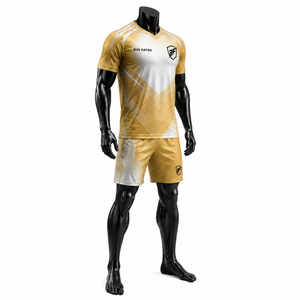 Adult Size <b>BIN</b> FATEH Men's Soccer Uniform Set <b>Gold</b> White Sublimation Print Breathable Polyester Soccer Uniform Set 2026 - Product Image 4