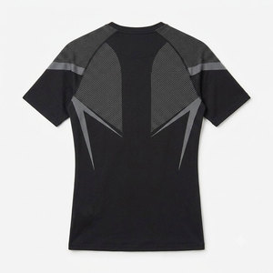 เสื้อรัดกล้ามเนื้อผู้ชายแบบกำหนดเอง แห้งเร็ว สำหรับออกกำลังกาย ฟิตเนส กีฬา เสื้อยืดแขนสั้นไร้ตะเข็บ สำหรับวิ่งและฝึกซ้อม OEM - Product Image 2
