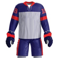 Desain Pakaian Olahraga Cocok Untuk Latihan Tim Seragam Hoki Es Jersey dan Celana Ringan Berkinerja Tinggi Tahan Lama Nyaman
