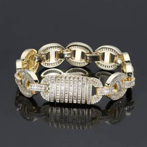 <b>Iced</b> <b>Out</b> Fashion Cuban <b>Chain</b> Copper Silver Moissanite Diamond Round Brilliant Cut VS1 Heavy Hip Hop Jewelry - Product Image 3