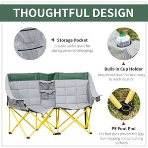 Sedia da Campeggio Oversize Stile Loveseat con Borsa per il Trasporto e Portabicchieri per Spiaggia, Picnic ed Escursioni - Product Image 6