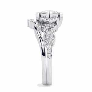 Princess Cut Lab Grown Diamond Unique Bridal <b>Set</b> <b>Ring</b> <b>for</b> <b>Women</b> in 14K Rose Gold - Product Image 3