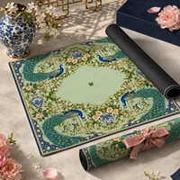 Tapis de Mahjong Américain Personnalisé en Néoprène 33x33 Pouces Antidérapant Motif Floral Paon Chinoiserie Housse de Table Carrée Cadeau Soirée Jeux OEM/ODM