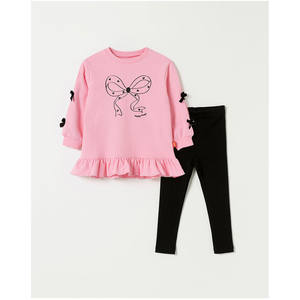 Conjunto de Ropa para Niñas Estilo Coreano OZKIZ con Lazo, Corazón y Patrón de Puntos para 2-6 Años, Moda Infantil al por Mayor para Primavera/Otoño - Product Image 1