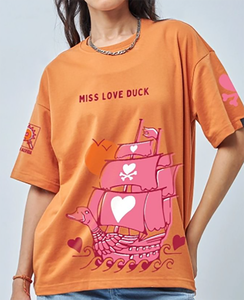 Camiseta de Mujer con Estampado Tropical Brunch, Cuello Redondo, Manga Corta, Corte Holgado, Informal, para Verano, Verde, 100% Algodón Jersey - Product Image 6