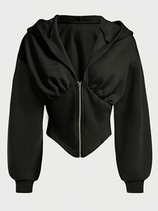 Sweat-shirt à capuche court pour femmes, tendance mode, vêtement décontracté, haut confortable pour tous les jours, style moderne, vêtements tendance - Product Image 1