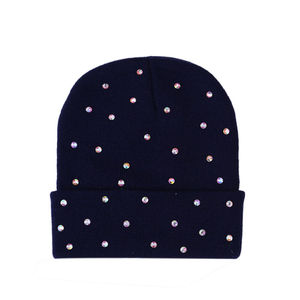 Bonnet d'hiver chaud en fibre acrylique de couleur unie avec logo brodé personnalisé, vente en gros de mode, bonnets tricotés avec logo sur mesure - Product Image 2