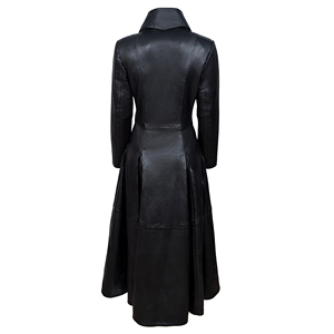 Abrigo Largo de Cuero Genuino Napa para Mujer, Estilo Vampiro, Marca Privada, Personalizable - Product Image 3
