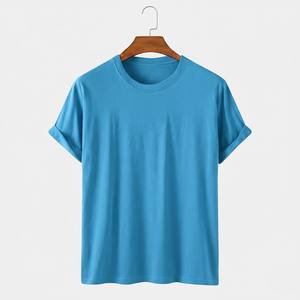 Camiseta Básica de Algodón Azul Premium 2026 para Hombre, Cuello Redondo, Manga Corta, Informal, de Alta Calidad para Verano - Product Image 1