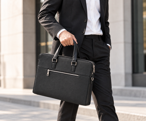 Bolso Mensajero Grande de Cuero Genuino para Hombre, Maletín Ejecutivo Marrón con Cierre y Etiqueta para Equipaje, para Uso Diario - Product Image 3
