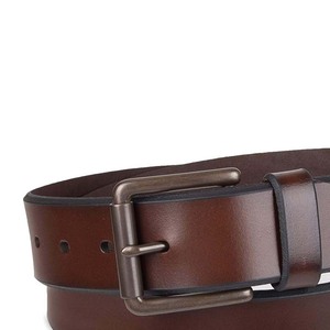 Cinturón Casual de Cuero Genuino para Hombre, Hebilla de Cobre Rectangular, Diseño de una Sola Pieza, Color Sólido, Duradero - Product Image 2