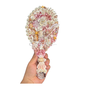 Handmade Seashell Hand Mirror Decorative Natural Shell Vanity Mirror Coastal Beach Home Decor <b>Gift</b> - Product Image 5
