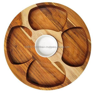 Plateau de service pliable en bois fait à la main de dernière conception en bois fini naturel de haute qualité pour les collations au café - Product Image 6