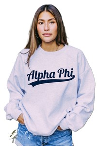 Sweat-shirt à col rond Gamma Phi pour femmes, manches longues, tricoté, 100% coton, polaire, vêtements d'hiver - Product Image 3