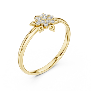 Anillo de Diamantes de Oro Sólido de 14k con Motivo de Copo de Nieve para Mujer, Corte Brillante Redondo, Anillo de Compromiso Clásico, Diseño Minimalista, Anillo para Regalo - Product Image 3